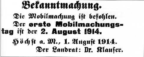 Mobilmachung 1914