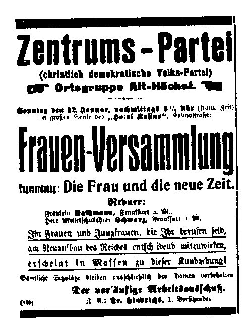 Werbung des Zentrums um die Frauen