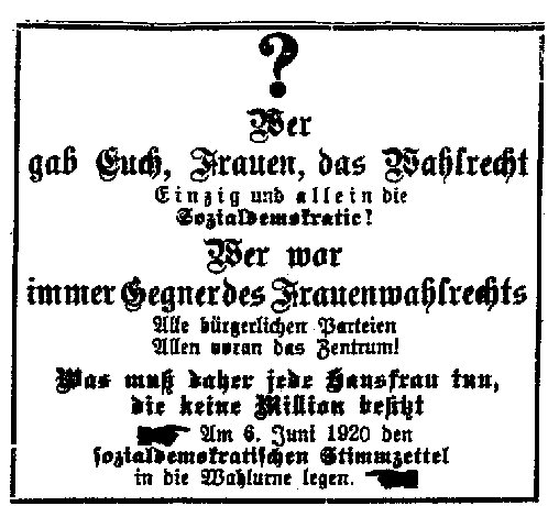 Werbung der SPD um die Frauen