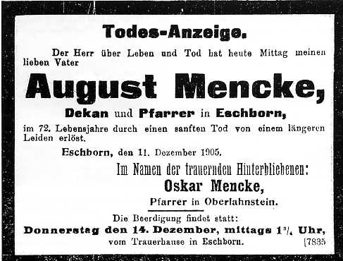 Mencke Todesanzeige